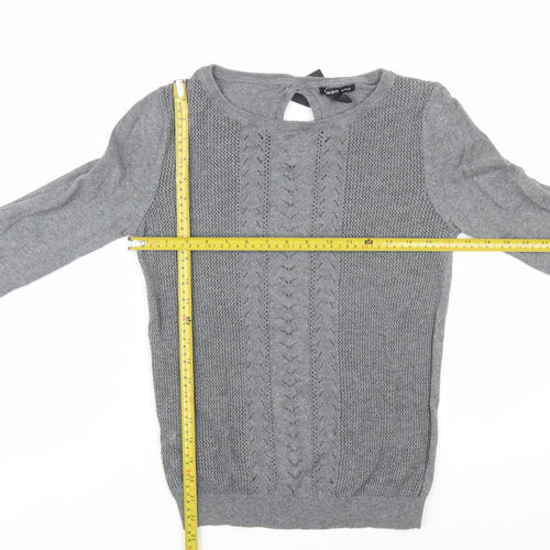 Mango Women’s Grey Cable-Knit Crew Neck Long Sleeve Jumper Size 8