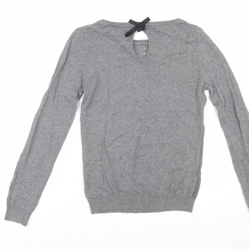 Mango Women’s Grey Cable-Knit Crew Neck Long Sleeve Jumper Size 8