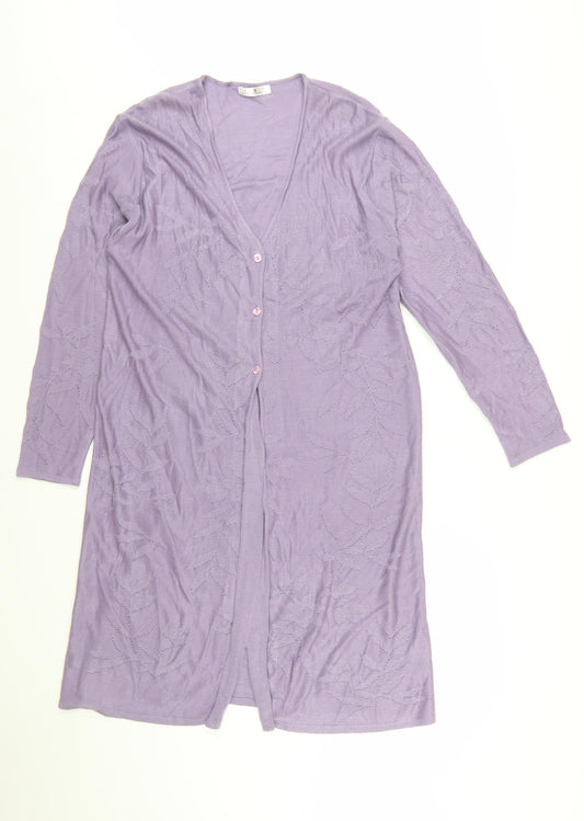 Paul Separates Women's Purple Long Sleeve V-Neck Knit Cardigan M