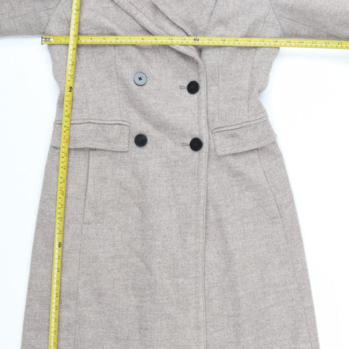 Linea Women’s Beige Wool Blend Long Overcoat Size 10 Classic Style