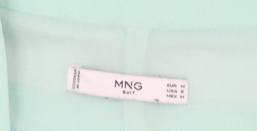 Mango Women Mint Green Cropped Blazer Jacket Size 12 Polyester Blend