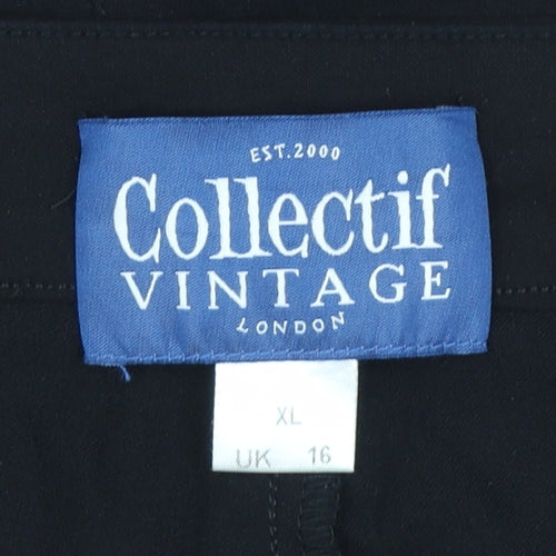 Collectif Vintage Women's Black Sailor Shorts UK 16
