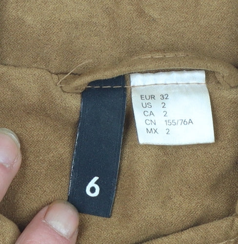 H&M Divided Womens Camel Biker Jacket Size 6 Faux Suede Short Zip Style