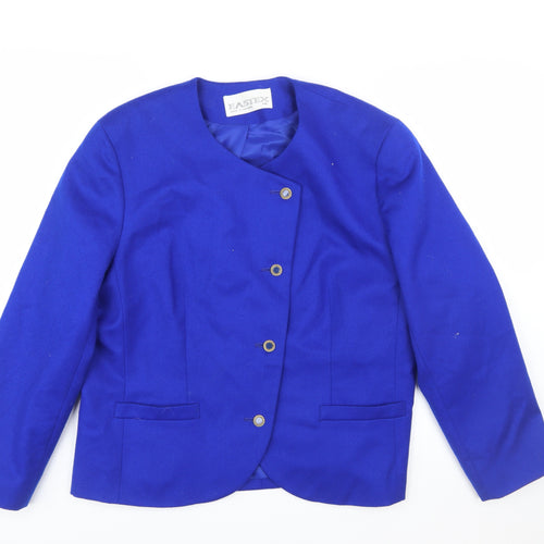 Eastex Women's Blue Wool Blend Single-Breasted Jacket Size 18