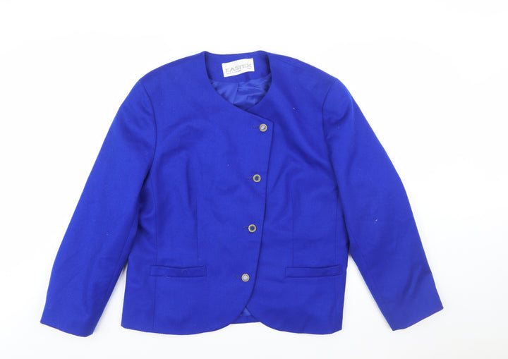 Eastex Women's Blue Wool Blend Single-Breasted Jacket Size 18