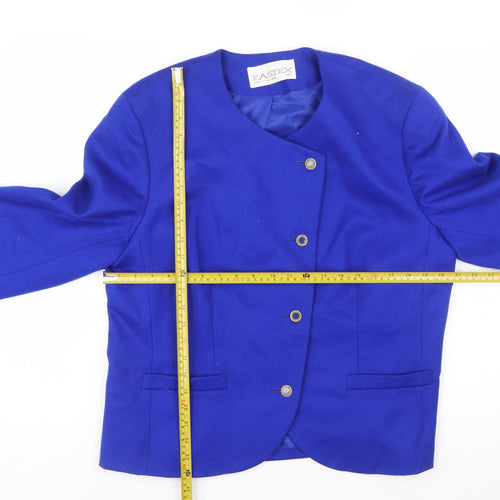 Eastex Women's Blue Wool Blend Single-Breasted Jacket Size 18