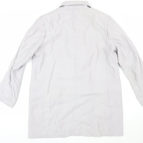 H&M Women’s Grey Linen Blend Single-Breasted Blazer Size 12