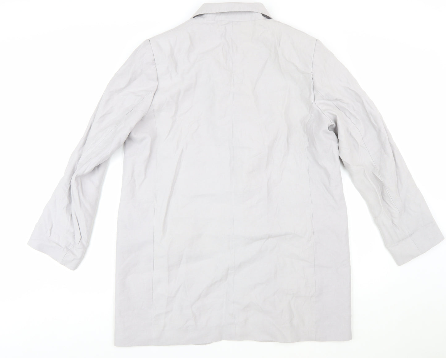 H&M Women’s Grey Linen Blend Single-Breasted Blazer Size 12