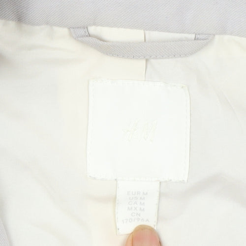 H&M Women’s Grey Linen Blend Single-Breasted Blazer Size 12