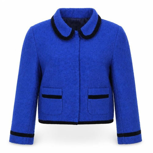 Topshop Women’s Blue Bouclé Cropped Blazer Jacket UK 10
