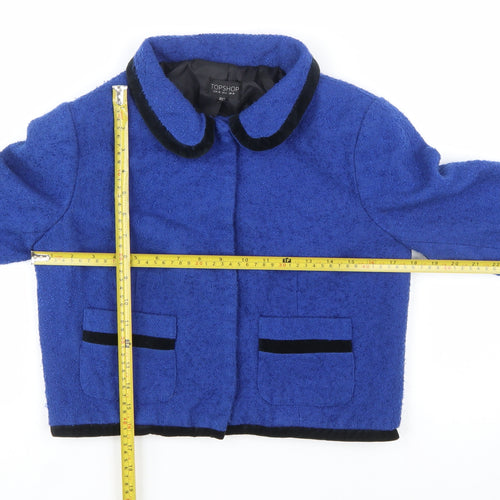 Topshop Women’s Blue Bouclé Cropped Blazer Jacket UK 10