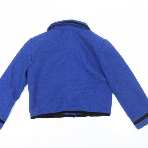 Topshop Women’s Blue Bouclé Cropped Blazer Jacket UK 10