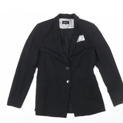 Esprit Women's Black Size 12 Two-Button Regular Fit Blazer