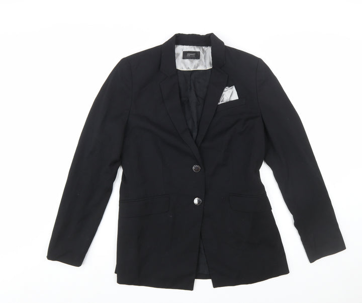 Esprit Women's Black Size 12 Two-Button Regular Fit Blazer