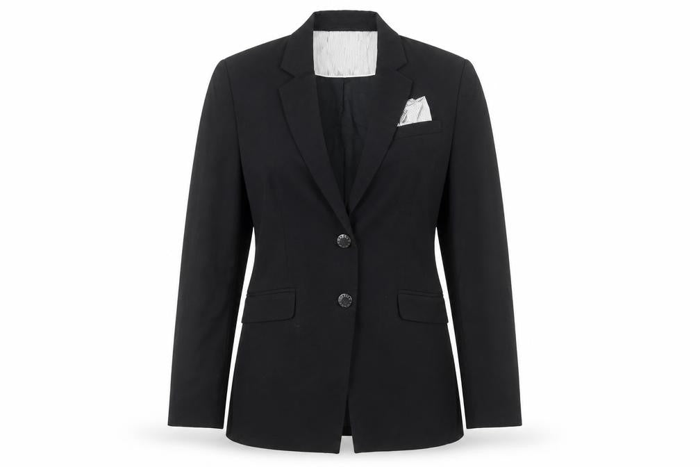 Front view of ESPRIT Women's Black, size 12, Two-Button Regular Fit Blazer