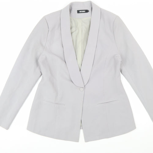 Missguided Women Grey Size 14 Shawl Lapel Single Breasted Blazer