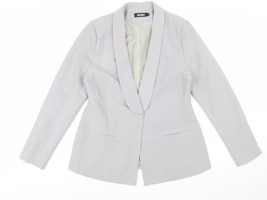 Missguided Women Grey Size 14 Shawl Lapel Single Breasted Blazer