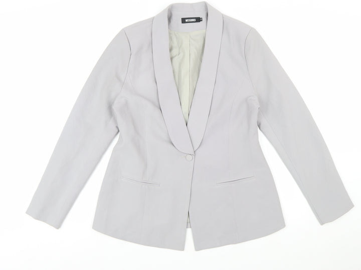 Missguided Women Grey Size 14 Shawl Lapel Single Breasted Blazer