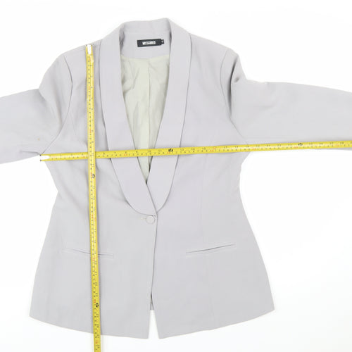Missguided Women Grey Size 14 Shawl Lapel Single Breasted Blazer