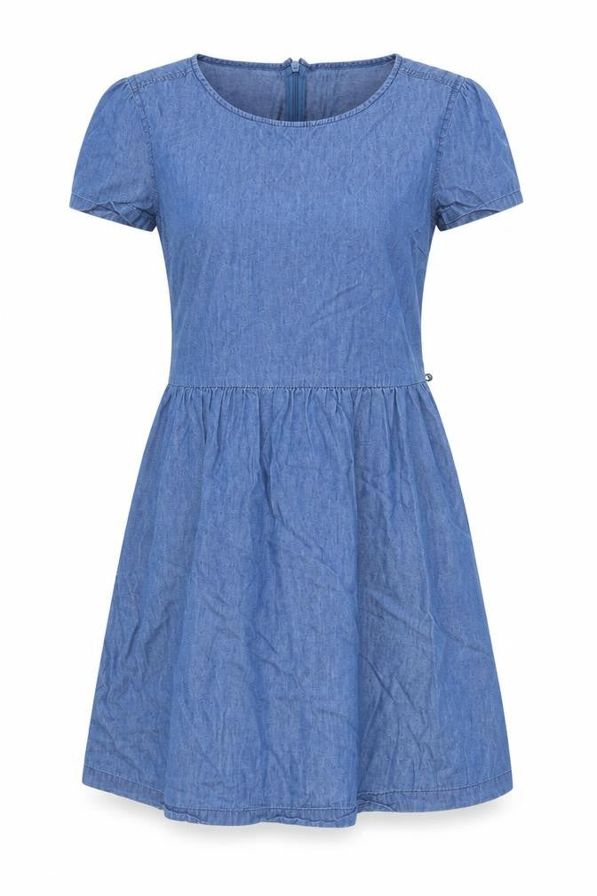 Oasis Women Blue Fit & Flare Chambray Short Dress Size 10