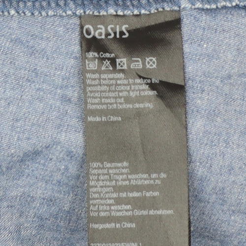 Oasis Women Blue Fit & Flare Chambray Short Dress Size 10