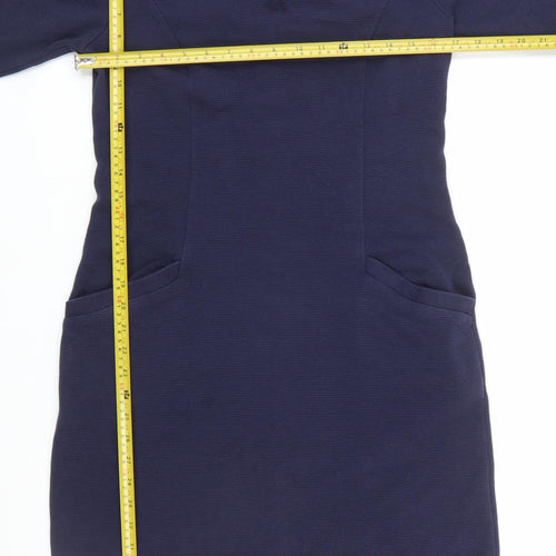 Boden Women’s Blue Shift Dress Size 12 3/4 Sleeve Knee Length Cotton Blend