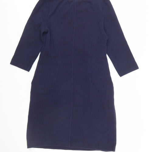 Boden Women’s Blue Shift Dress Size 12 3/4 Sleeve Knee Length Cotton Blend