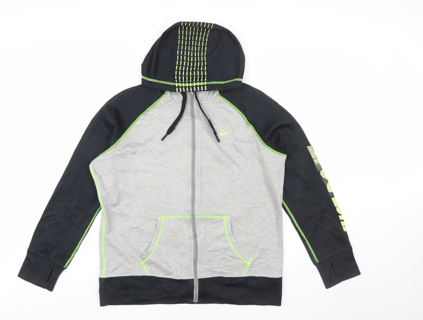 Nike Men's Grey Full Zip Therma-Fit Hoodie XL Sports Fleece