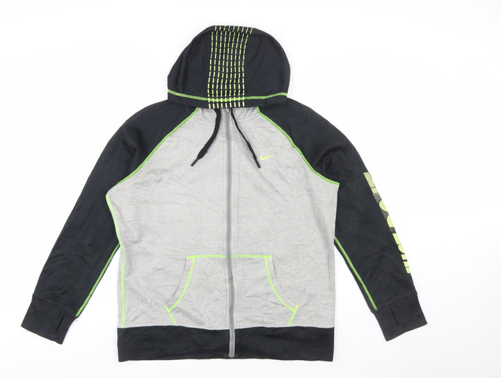 Nike Men's Grey Full Zip Therma-Fit Hoodie XL Sports Fleece