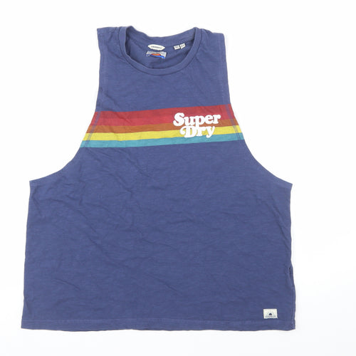 Superdry Women’s Blue Retro Rainbow Tank Top Size 14