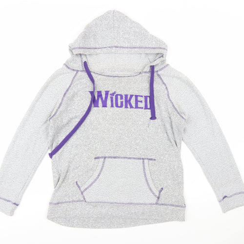 Wicked Women's Grey Hoodie Medium Pullover Graphic Organic Cotton Blend