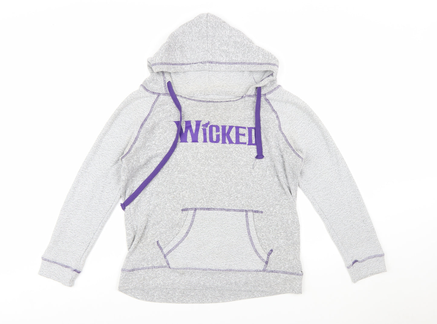 Wicked Women's Grey Hoodie Medium Pullover Graphic Organic Cotton Blend