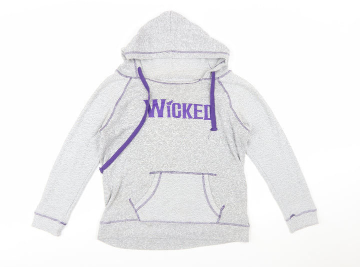 Wicked Women's Grey Hoodie Medium Pullover Graphic Organic Cotton Blend