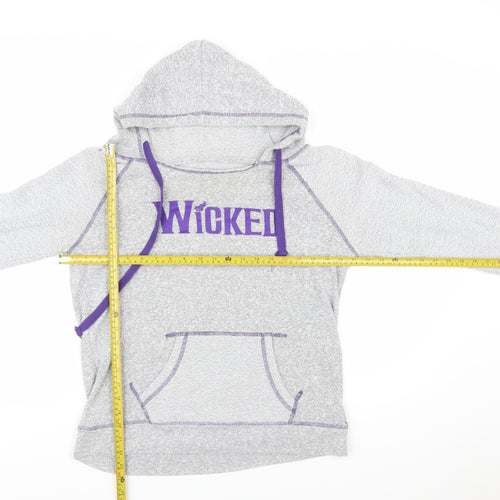 Wicked Women's Grey Hoodie Medium Pullover Graphic Organic Cotton Blend