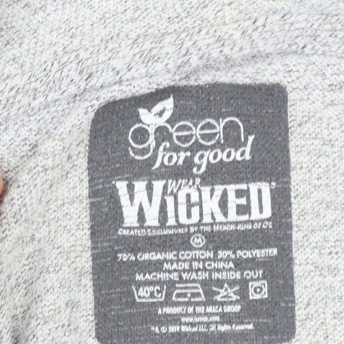 Wicked Women's Grey Hoodie Medium Pullover Graphic Organic Cotton Blend