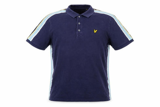 Front view of Lyle & Scott Men's Blue Cotton Polo Shirt, size L