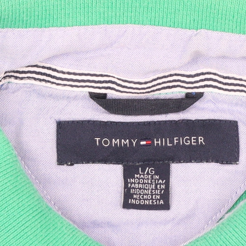 Tommy Hilfiger Men's Green Cotton Polo Shirt Size L Regular Fit