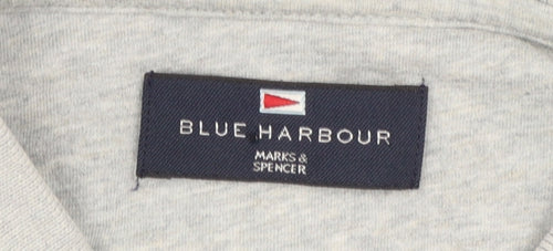 Marks & Spencer Blue Harbour Men's Blue Striped Cotton Polo Shirt M