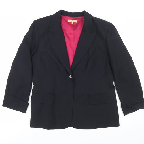 Sansu Women's Black Silk Blend Lined Blazer Jacket Size 16