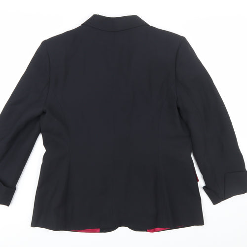 Sansu Women's Black Silk Blend Lined Blazer Jacket Size 16