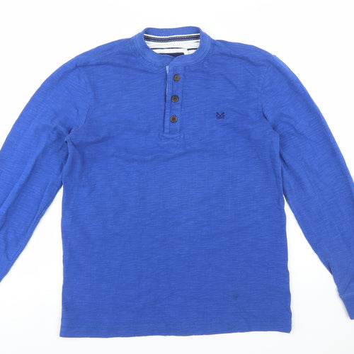 Crew Clothing Co. Men's Blue Henley Long Sleeve T-Shirt M