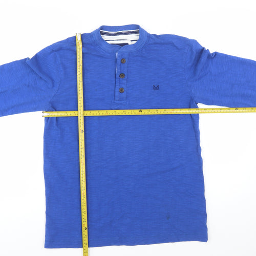 Crew Clothing Co. Men's Blue Henley Long Sleeve T-Shirt M