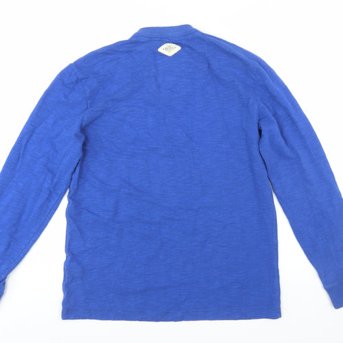 Crew Clothing Co. Men's Blue Henley Long Sleeve T-Shirt M