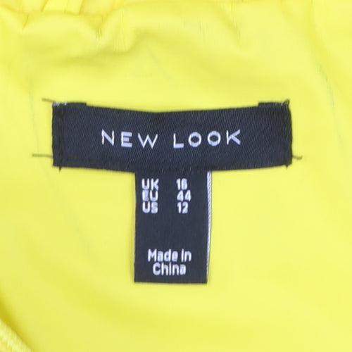 New Look Women’s Yellow Waterproof Hooded Rain Coat Jacket Size 16