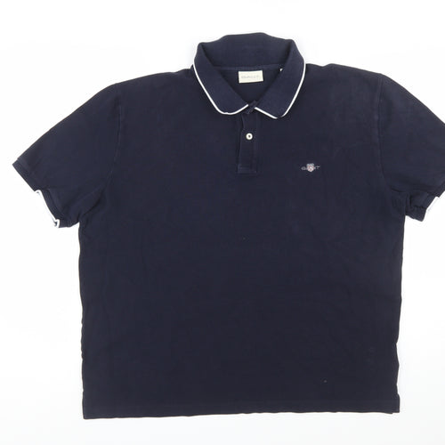 GANT Men's Blue 2XL Classic Cotton Short Sleeve Polo Shirt