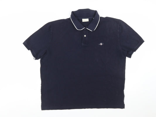 GANT Men's Blue 2XL Classic Cotton Short Sleeve Polo Shirt