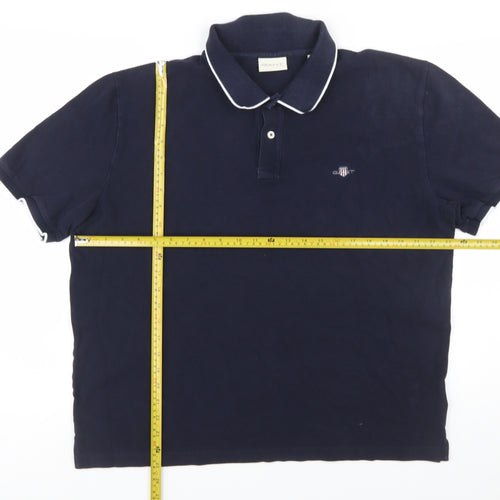 GANT Men's Blue 2XL Classic Cotton Short Sleeve Polo Shirt