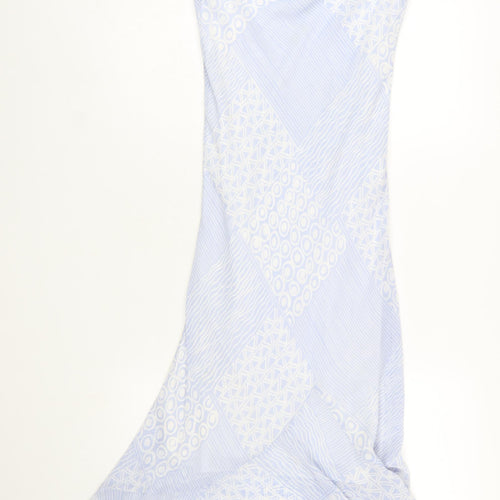 Wish Women Blue Geometric Midi Slip Dress Size 10