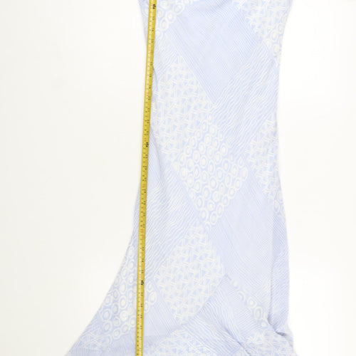 Wish Women Blue Geometric Midi Slip Dress Size 10