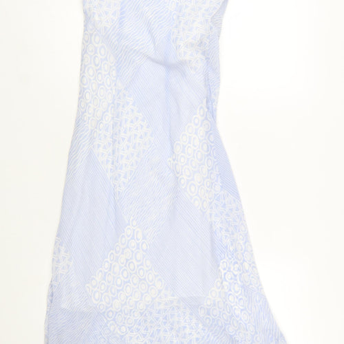 Wish Women Blue Geometric Midi Slip Dress Size 10